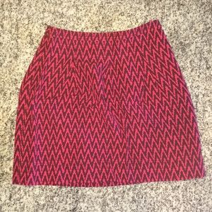 Loft - Pink and Maroon zig-zag skirt